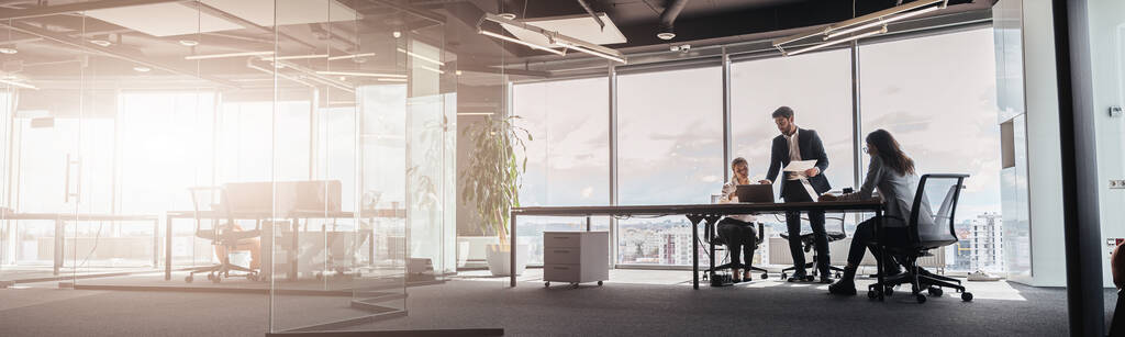 Team of business people collaborating in a modern office